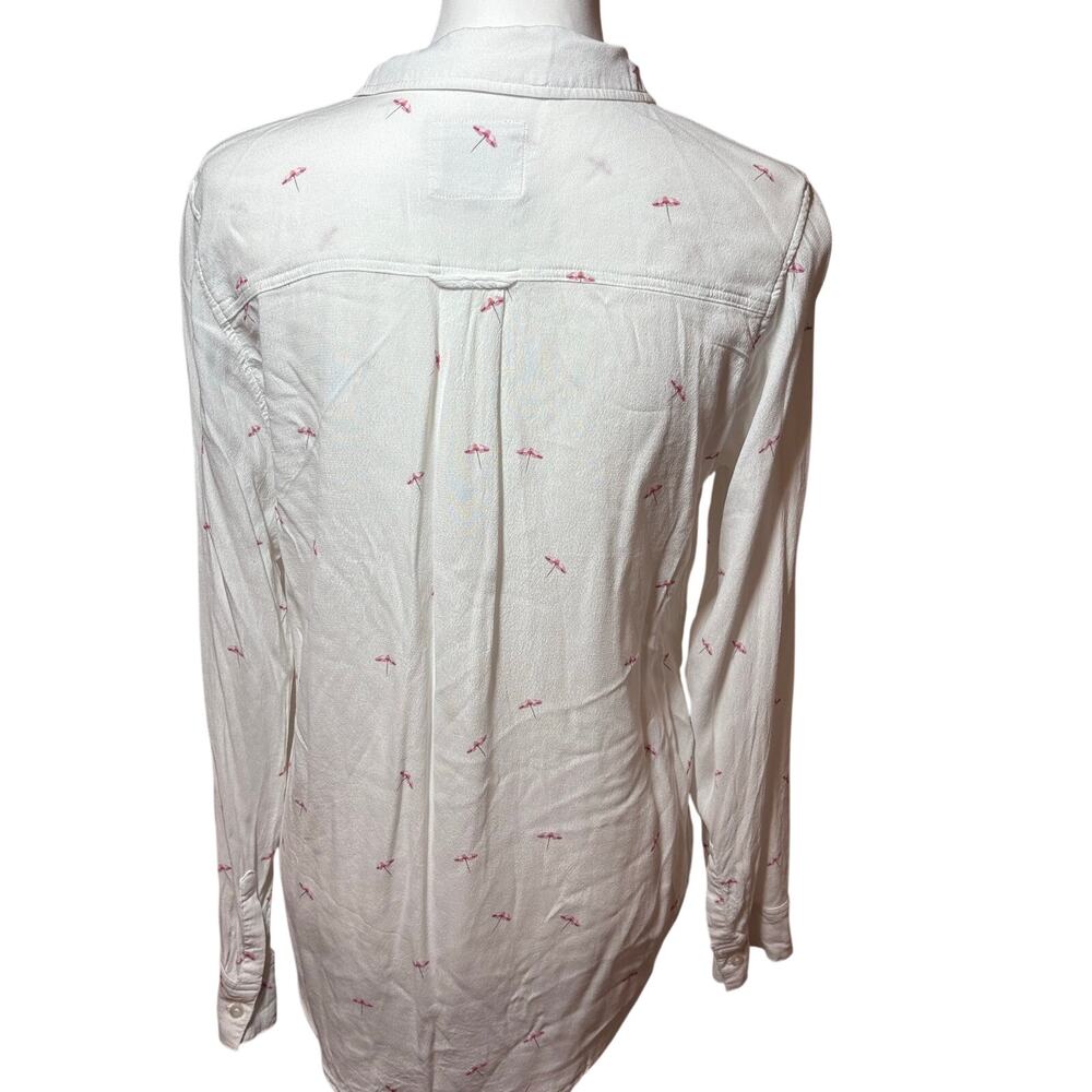 Rails Kate Umbrellas Shirt Womens Small White Pink Print Rayon Button Front Top - Picture 5 of 8